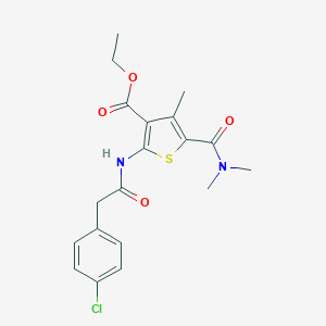 molecular formula C19H21ClN2O4S B457960 Ethyl 2-{[(4-chlorophenyl)acetyl]amino}-5-(dimethylcarbamoyl)-4-methylthiophene-3-carboxylate 