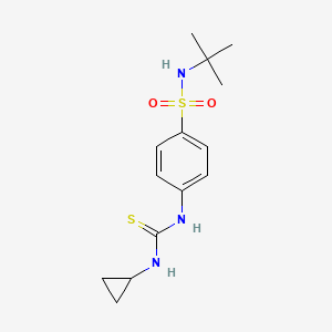 molecular formula C14H21N3O2S2 B4579629 N-(tert-butyl)-4-{[(cyclopropylamino)carbonothioyl]amino}benzenesulfonamide 
