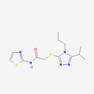 molecular formula C13H19N5OS2 B4579649 2-[(5-isopropyl-4-propyl-4H-1,2,4-triazol-3-yl)thio]-N-1,3-thiazol-2-ylacetamide 