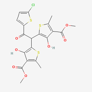 molecular formula C20H17ClO7S3 B4579656 dimethyl 5,5'-[2-(5-chloro-2-thienyl)-2-oxoethane-1,1-diyl]bis(4-hydroxy-2-methylthiophene-3-carboxylate) 