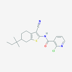 molecular formula C20H22ClN3OS B457967 2-chloro-N-[3-cyano-6-(2-methylbutan-2-yl)-4,5,6,7-tetrahydro-1-benzothiophen-2-yl]pyridine-3-carboxamide 