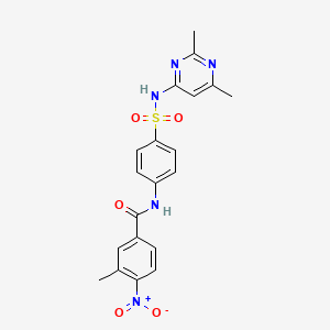 molecular formula C20H19N5O5S B4579682 N-(4-{[(2,6-dimethyl-4-pyrimidinyl)amino]sulfonyl}phenyl)-3-methyl-4-nitrobenzamide 