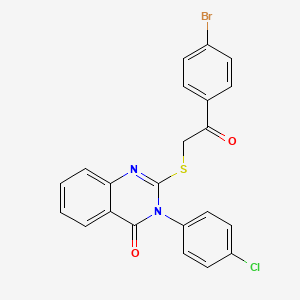 molecular formula C22H14BrClN2O2S B4579688 2-{[2-(4-bromophenyl)-2-oxoethyl]thio}-3-(4-chlorophenyl)-4(3H)-quinazolinone 