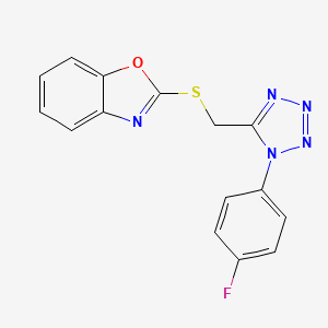 molecular formula C15H10FN5OS B4579696 2-({[1-(4-fluorophenyl)-1H-tetrazol-5-yl]methyl}thio)-1,3-benzoxazole 