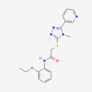 molecular formula C18H19N5O2S B4579714 N-(2-ethoxyphenyl)-2-{[4-methyl-5-(3-pyridinyl)-4H-1,2,4-triazol-3-yl]thio}acetamide 