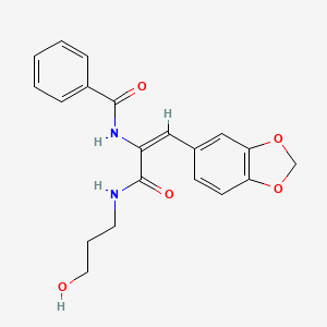 molecular formula C20H20N2O5 B4579731 N-(2-(1,3-benzodioxol-5-yl)-1-{[(3-hydroxypropyl)amino]carbonyl}vinyl)benzamide 