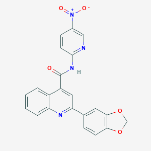 molecular formula C22H14N4O5 B457974 2-(1,3-benzodioxol-5-yl)-N-(5-nitropyridin-2-yl)quinoline-4-carboxamide 