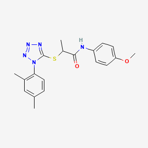 molecular formula C19H21N5O2S B4579760 2-{[1-(2,4-dimethylphenyl)-1H-tetrazol-5-yl]thio}-N-(4-methoxyphenyl)propanamide 