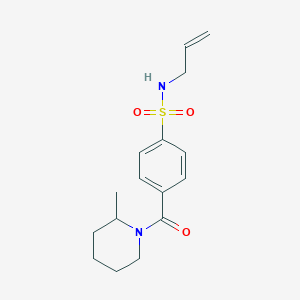molecular formula C16H22N2O3S B4579776 N-烯丙基-4-[(2-甲基-1-哌啶基)羰基]苯磺酰胺 