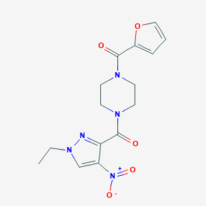 molecular formula C15H17N5O5 B457978 1-({1-ethyl-4-nitro-1H-pyrazol-3-yl}carbonyl)-4-(2-furoyl)piperazine 