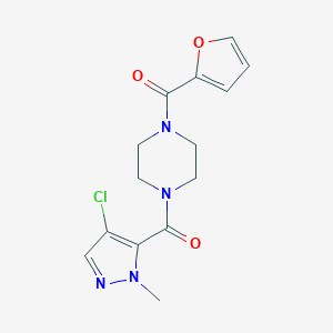 molecular formula C14H15ClN4O3 B457979 1-[(4-chloro-1-methyl-1H-pyrazol-5-yl)carbonyl]-4-(2-furoyl)piperazine 