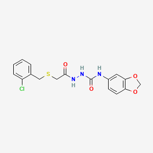 molecular formula C17H16ClN3O4S B4579809 N-1,3-苯并二氧杂环-5-基-2-{[(2-氯苄基)硫代]乙酰}肼基甲酰胺 