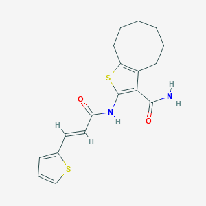 molecular formula C18H20N2O2S2 B457981 2-{[3-(2-Thienyl)acryloyl]amino}-4,5,6,7,8,9-hexahydrocycloocta[b]thiophene-3-carboxamide 