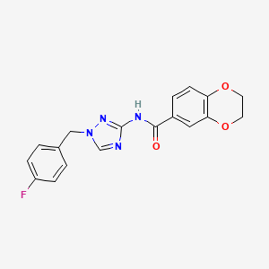 molecular formula C18H15FN4O3 B4579841 N-[1-(4-氟苄基)-1H-1,2,4-三唑-3-基]-2,3-二氢-1,4-苯二氧杂环-6-甲酰胺 