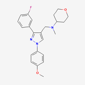 molecular formula C23H26FN3O2 B4579867 N-{[3-(3-fluorophenyl)-1-(4-methoxyphenyl)-1H-pyrazol-4-yl]methyl}-N-methyltetrahydro-2H-pyran-4-amine 