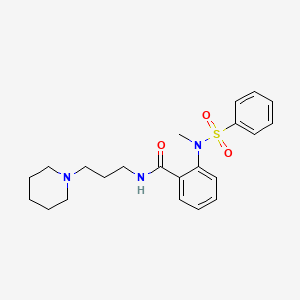 molecular formula C22H29N3O3S B4579881 2-[methyl(phenylsulfonyl)amino]-N-[3-(1-piperidinyl)propyl]benzamide 