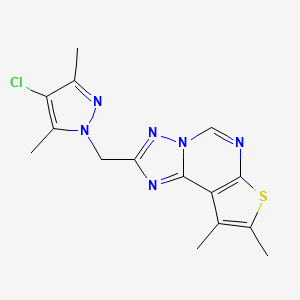 molecular formula C15H15ClN6S B4579915 2-[(4-chloro-3,5-dimethyl-1H-pyrazol-1-yl)methyl]-8,9-dimethylthieno[3,2-e][1,2,4]triazolo[1,5-c]pyrimidine 