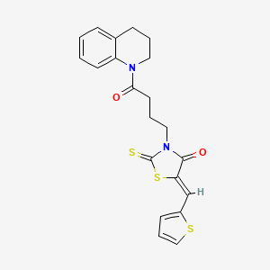 molecular formula C21H20N2O2S3 B4579929 3-[4-(3,4-dihydro-1(2H)-quinolinyl)-4-oxobutyl]-5-(2-thienylmethylene)-2-thioxo-1,3-thiazolidin-4-one 