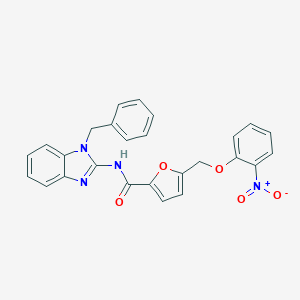 molecular formula C26H20N4O5 B457995 N-(1-benzyl-1H-benzimidazol-2-yl)-5-({2-nitrophenoxy}methyl)-2-furamide 