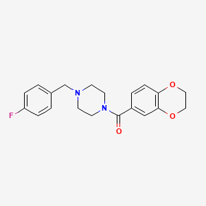 molecular formula C20H21FN2O3 B4579966 1-(2,3-dihydro-1,4-benzodioxin-6-ylcarbonyl)-4-(4-fluorobenzyl)piperazine 