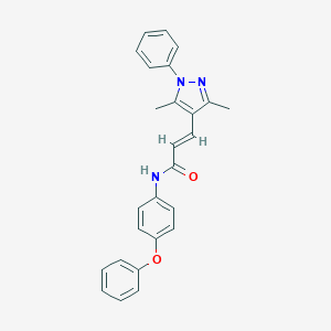molecular formula C26H23N3O2 B457998 3-(3,5-dimethyl-1-phenyl-1H-pyrazol-4-yl)-N-(4-phenoxyphenyl)acrylamide 