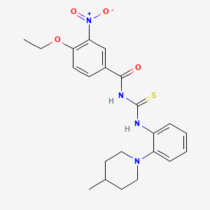 4-ethoxy-N-({[2-(4-methyl-1-piperidinyl)phenyl]amino}carbonothioyl)-3-nitrobenzamide