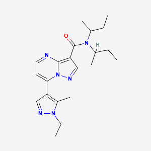 molecular formula C21H30N6O B4580018 N,N-di-sec-butyl-7-(1-ethyl-5-methyl-1H-pyrazol-4-yl)pyrazolo[1,5-a]pyrimidine-3-carboxamide 