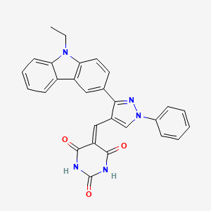 molecular formula C28H21N5O3 B4580079 5-{[3-(9-ethyl-9H-carbazol-3-yl)-1-phenyl-1H-pyrazol-4-yl]methylene}-2,4,6(1H,3H,5H)-pyrimidinetrione 