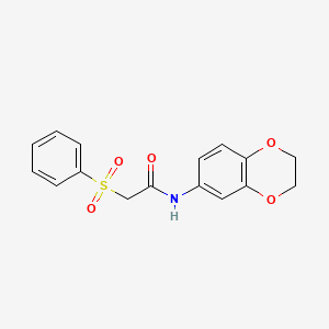 molecular formula C16H15NO5S B4580083 N-(2,3-二氢-1,4-苯并二氧杂环-6-基)-2-(苯磺酰基)乙酰胺 