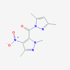 molecular formula C11H13N5O3 B458009 5-[(3,5-dimethyl-1H-pyrazol-1-yl)carbonyl]-4-nitro-1,3-dimethyl-1H-pyrazole 