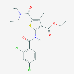 molecular formula C20H22Cl2N2O4S B458010 Ethyl 2-{[(2,4-dichlorophenyl)carbonyl]amino}-5-(diethylcarbamoyl)-4-methylthiophene-3-carboxylate 