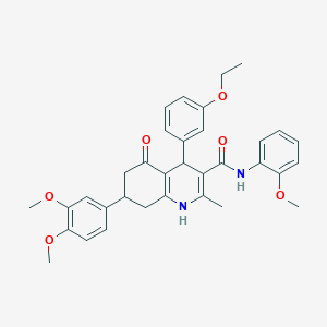 molecular formula C34H36N2O6 B4580113 7-(3,4-二甲氧基苯基)-4-(3-乙氧基苯基)-N-(2-甲氧基苯基)-2-甲基-5-氧代-1,4,5,6,7,8-六氢-3-喹啉甲酰胺 