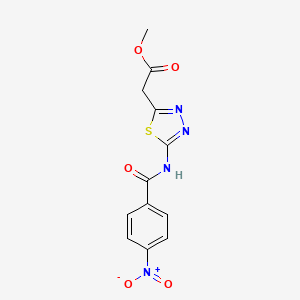 molecular formula C12H10N4O5S B4580125 methyl {5-[(4-nitrobenzoyl)amino]-1,3,4-thiadiazol-2-yl}acetate 