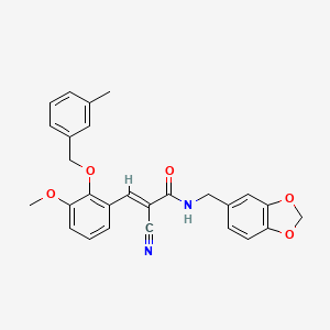 molecular formula C27H24N2O5 B4580129 N-(1,3-benzodioxol-5-ylmethyl)-2-cyano-3-{3-methoxy-2-[(3-methylbenzyl)oxy]phenyl}acrylamide 