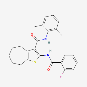molecular formula C25H25FN2O2S B4580185 N-(2,6-dimethylphenyl)-2-[(2-fluorobenzoyl)amino]-5,6,7,8-tetrahydro-4H-cyclohepta[b]thiophene-3-carboxamide 