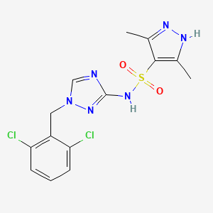 molecular formula C14H14Cl2N6O2S B4580248 N-[1-(2,6-dichlorobenzyl)-1H-1,2,4-triazol-3-yl]-3,5-dimethyl-1H-pyrazole-4-sulfonamide 