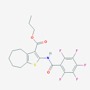 molecular formula C20H18F5NO3S B458025 propyl 2-[(2,3,4,5,6-pentafluorobenzoyl)amino]-5,6,7,8-tetrahydro-4H-cyclohepta[b]thiophene-3-carboxylate 
