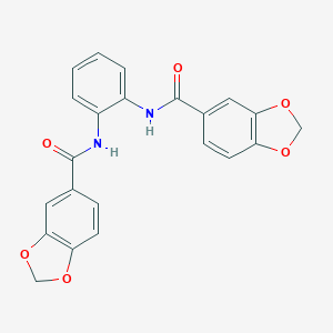 molecular formula C22H16N2O6 B458028 N-{2-[(1,3-benzodioxol-5-ylcarbonyl)amino]phenyl}-1,3-benzodioxole-5-carboxamide 
