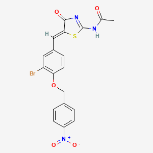 molecular formula C19H14BrN3O5S B4580286 N-(5-{3-溴-4-[(4-硝基苄基)氧代]苄叉亚基}-4-氧代-4,5-二氢-1,3-噻唑-2-基)乙酰胺 