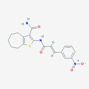molecular formula C19H19N3O4S B458030 (E)-2-(3-(3-硝基苯基)丙烯酰胺基)-5,6,7,8-四氢-4H-环庚[b]噻吩-3-甲酰胺 CAS No. 397279-46-8