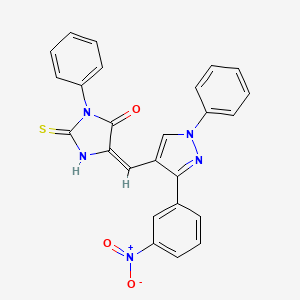 molecular formula C25H17N5O3S B4580370 5-{[3-(3-nitrophenyl)-1-phenyl-1H-pyrazol-4-yl]methylene}-3-phenyl-2-thioxo-4-imidazolidinone 