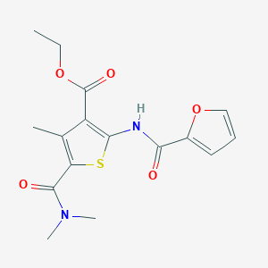 molecular formula C16H18N2O5S B458038 Ethyl 5-[(dimethylamino)carbonyl]-2-(2-furoylamino)-4-methyl-3-thiophenecarboxylate 
