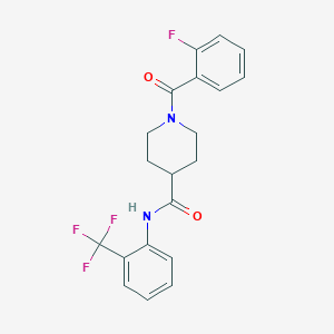 molecular formula C20H18F4N2O2 B4580382 1-(2-fluorobenzoyl)-N-[2-(trifluoromethyl)phenyl]-4-piperidinecarboxamide 