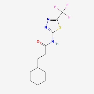 molecular formula C12H16F3N3OS B4580389 3-cyclohexyl-N-[5-(trifluoromethyl)-1,3,4-thiadiazol-2-yl]propanamide 