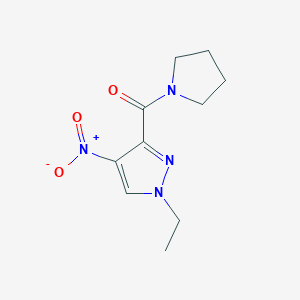 molecular formula C10H14N4O3 B458040 1-ethyl-4-nitro-3-(1-pyrrolidinylcarbonyl)-1H-pyrazole 