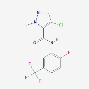 molecular formula C12H8ClF4N3O B458041 4-chloro-N-[2-fluoro-5-(trifluoromethyl)phenyl]-2-methyl-3-pyrazolecarboxamide 