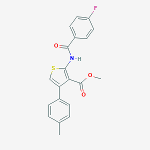 molecular formula C20H16FNO3S B458042 Methyl 2-[(4-fluorobenzoyl)amino]-4-(4-methylphenyl)-3-thiophenecarboxylate 