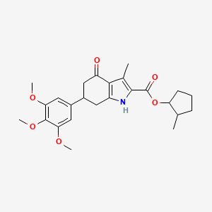 molecular formula C25H31NO6 B4580445 2-methylcyclopentyl 3-methyl-4-oxo-6-(3,4,5-trimethoxyphenyl)-4,5,6,7-tetrahydro-1H-indole-2-carboxylate 