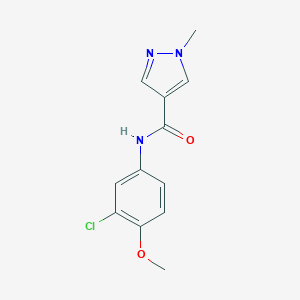 molecular formula C12H12ClN3O2 B458046 N-(3-chloro-4-methoxyphenyl)-1-methyl-1H-pyrazole-4-carboxamide 