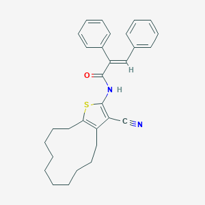 molecular formula C30H32N2OS B458047 (2E)-N-(3-cyano-4,5,6,7,8,9,10,11,12,13-decahydrocyclododeca[b]thiophen-2-yl)-2,3-diphenylprop-2-enamide 